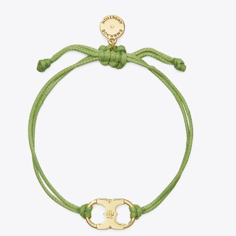 NEW Tory Burch green gold plated logo embrace edition bracelet